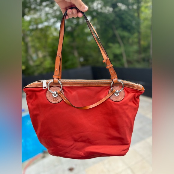 Ralph Lauren Nylon Medium Keaton Orange Tote Bag - Picture 1 of 13